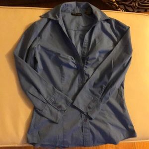 New York & company, blue stretchy shirt/blouse